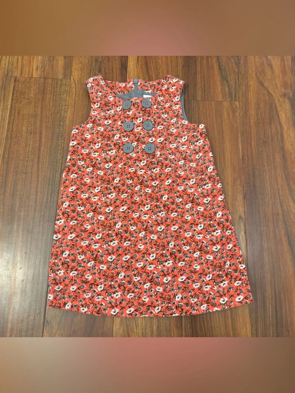 Mini Boden pink floral corduroy sleeveless dress